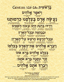 Genesis 1:26-28a in Hebrew - "Let US make man in OUR image..." - Print