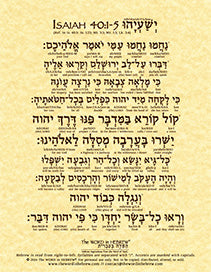 Isaiah 40:1-5 in Hebrew - "Comfort, comfort my people..." - Print