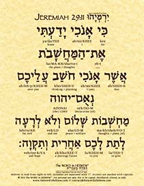 Jeremiah 29:11 in Hebrew - "For I know the plans I have for you..." - Print