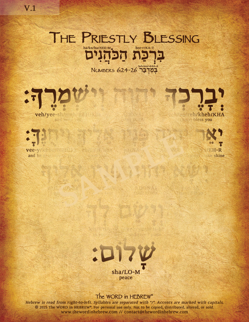 The Priestly Blessing in Hebrew - "The LORD bless you and keep you..." - Print
