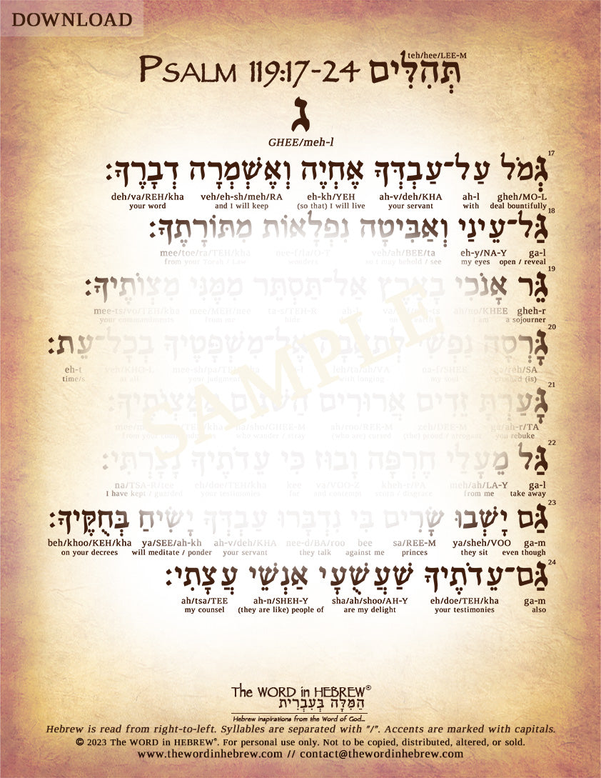 Psalm 119 in Hebrew - Digital Download