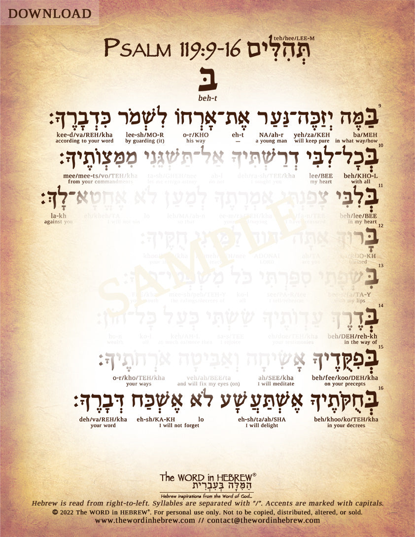 Psalm 119 in Hebrew - Digital Download