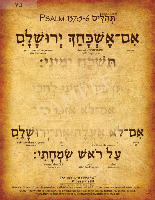 Psalm 137:5-6 (WHOLESALE ONLY!) "If I forget you O Jerusalem"