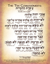 The Ten Commandments in Hebrew - Digital Download