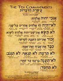 The Ten Commandments in Hebrew - Print