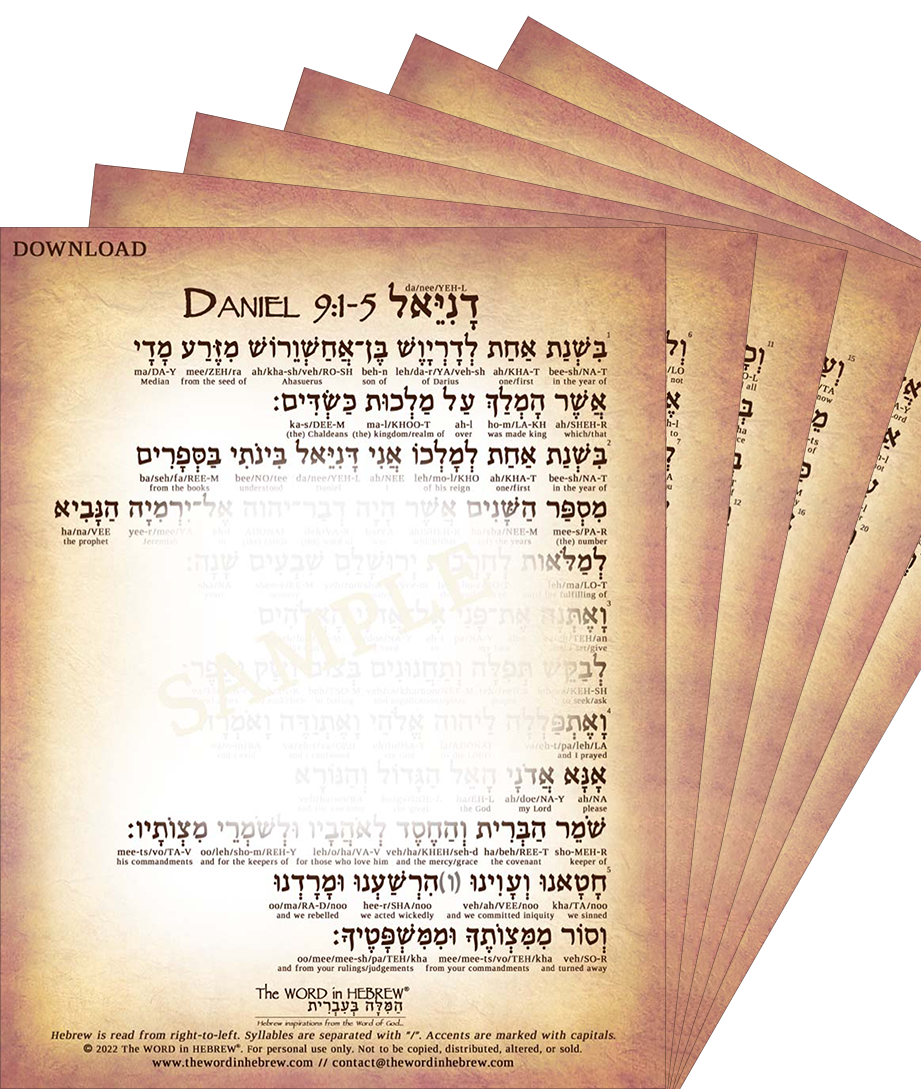 Daniel 9 in Hebrew - "Seventy Weeks of Daniel" (6-Page PDF DOWNLOAD)