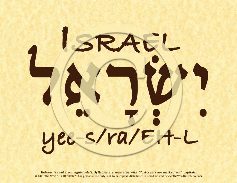 Israel in Hebrew - Word Poster