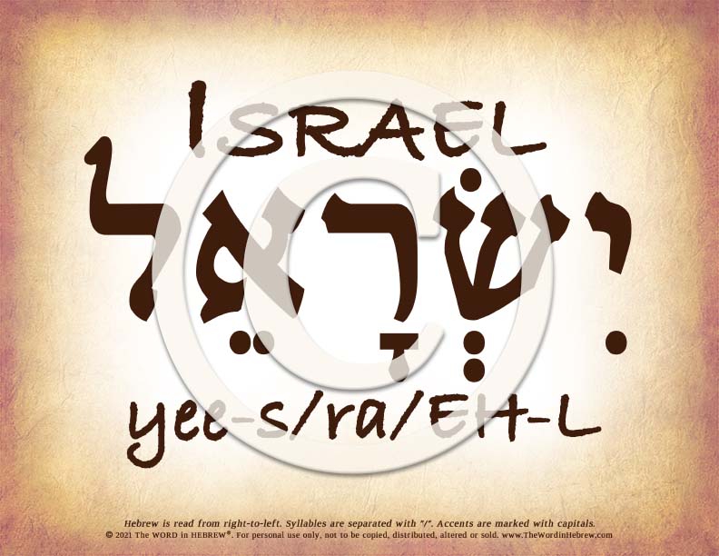 Israel in Hebrew - Word Poster