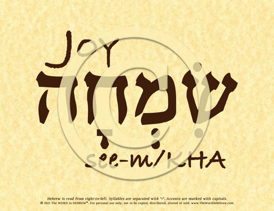 Joy in Hebrew - Word Poster