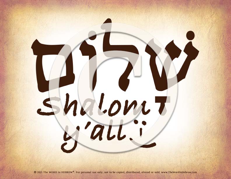 Shalom Y'All in Hebrew - Word Poster