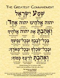 The Greatest Commandment in Hebrew - Print