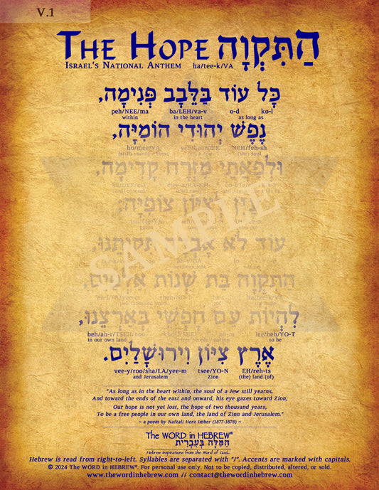 Hatikva in Hebrew - Israel's National Anthem in Hebrew