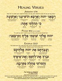 Healing Verses in Hebrew (Jeremiah 17:14, Psalm 30:2, Exodus 23:25) - Print