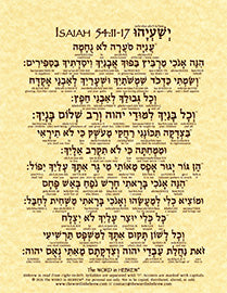 Isaiah 54:11-17 in Hebrew - Print