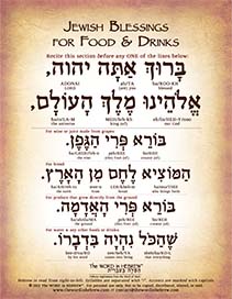 Jewish Blessings for Food & Drinks in Hebrew