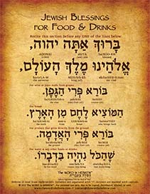 Jewish Blessings for Food & Drinks in Hebrew - Print