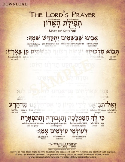 The Lord's Prayer in Hebrew - "Our Father who is in heaven..."