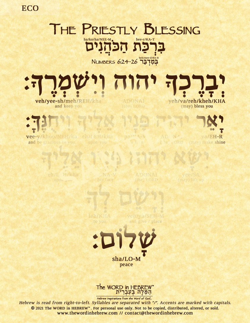 The Priestly Blessing in Hebrew - "The LORD bless you and keep you..."