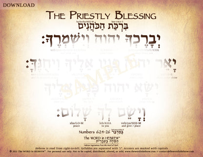 The Priestly Blessing in Hebrew - "The LORD bless you and keep you..."