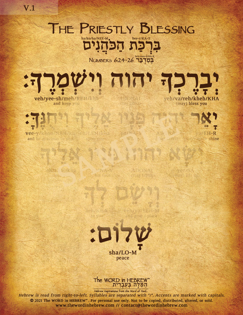 The Priestly Blessing in Hebrew - "The LORD bless you and keep you..." - Print