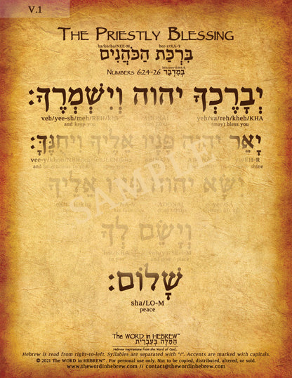 The Priestly Blessing in Hebrew - "The LORD bless you and keep you..." - Print