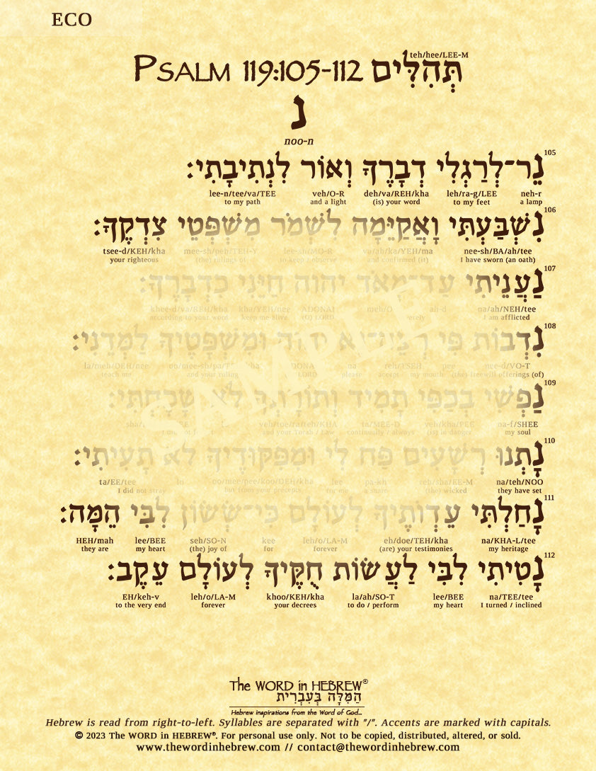 Psalm 119 in Hebrew - Print