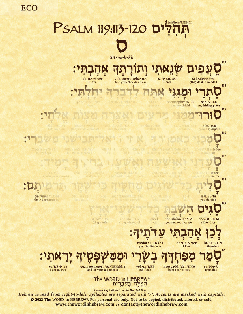 Psalm 119 in Hebrew - Print