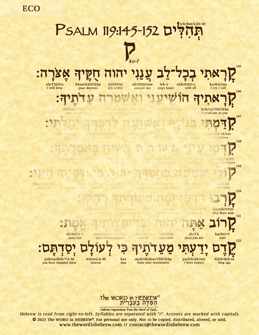 Psalm 119 in Hebrew - Print