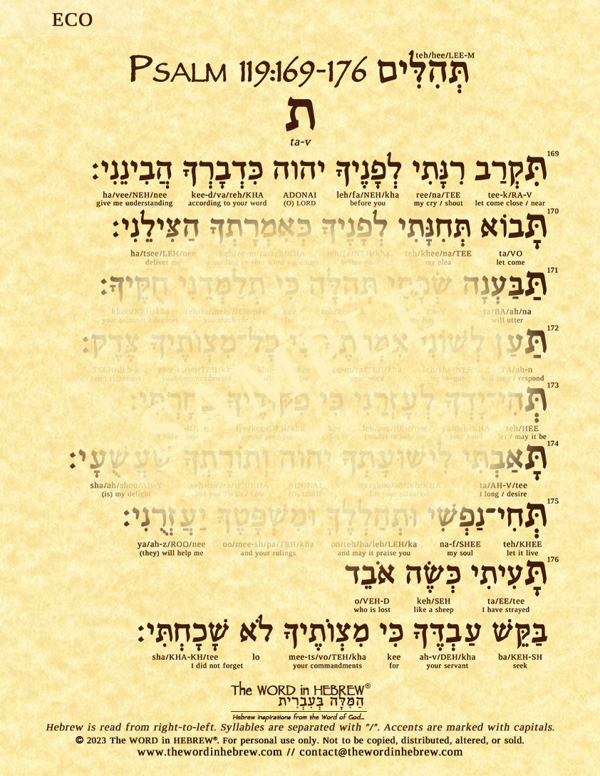 Psalm 119 in Hebrew - Print