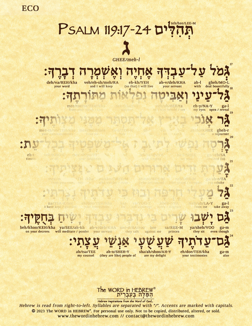 Psalm 119 in Hebrew - Print