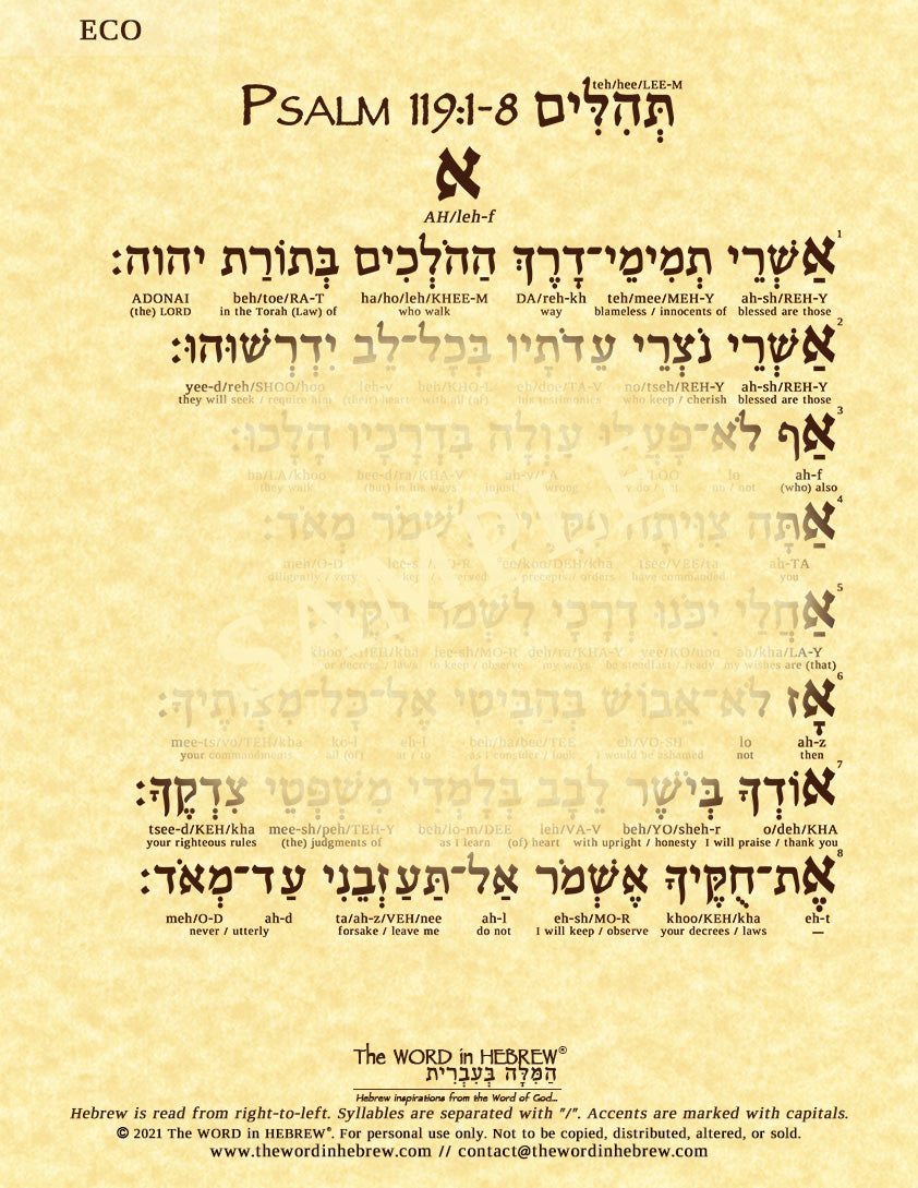 Psalm 119 in Hebrew - Print