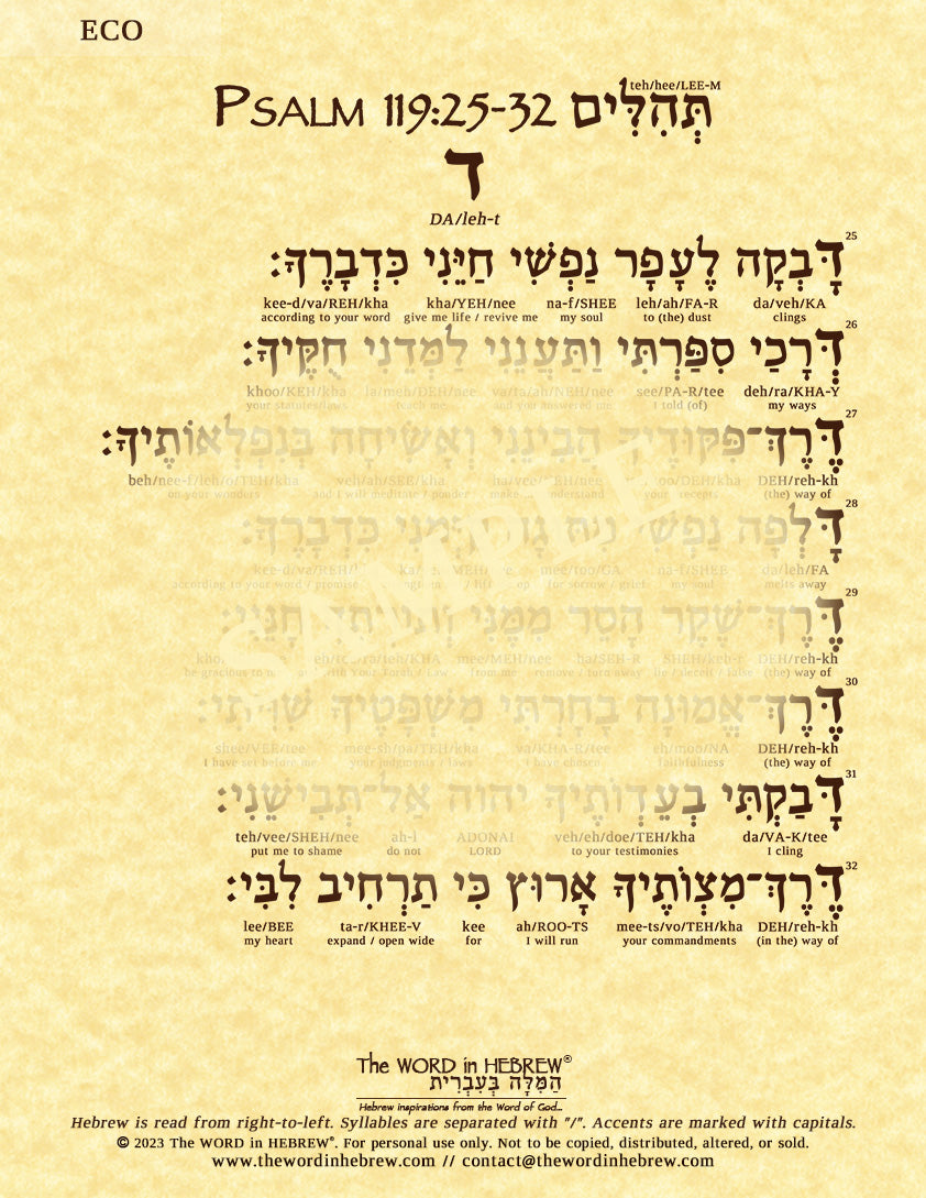 Psalm 119 in Hebrew - Print