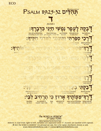 Psalm 119 in Hebrew - ECO PRINTS (8.5"x11")