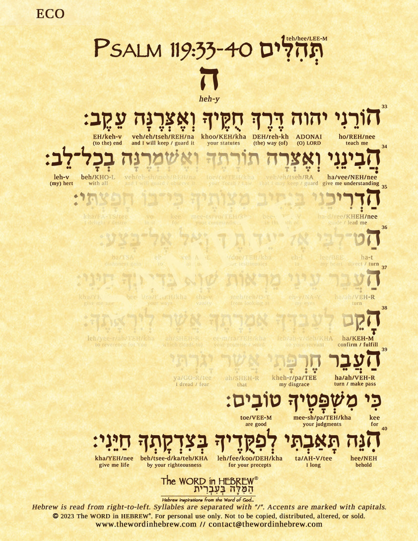 Psalm 119 in Hebrew - Print