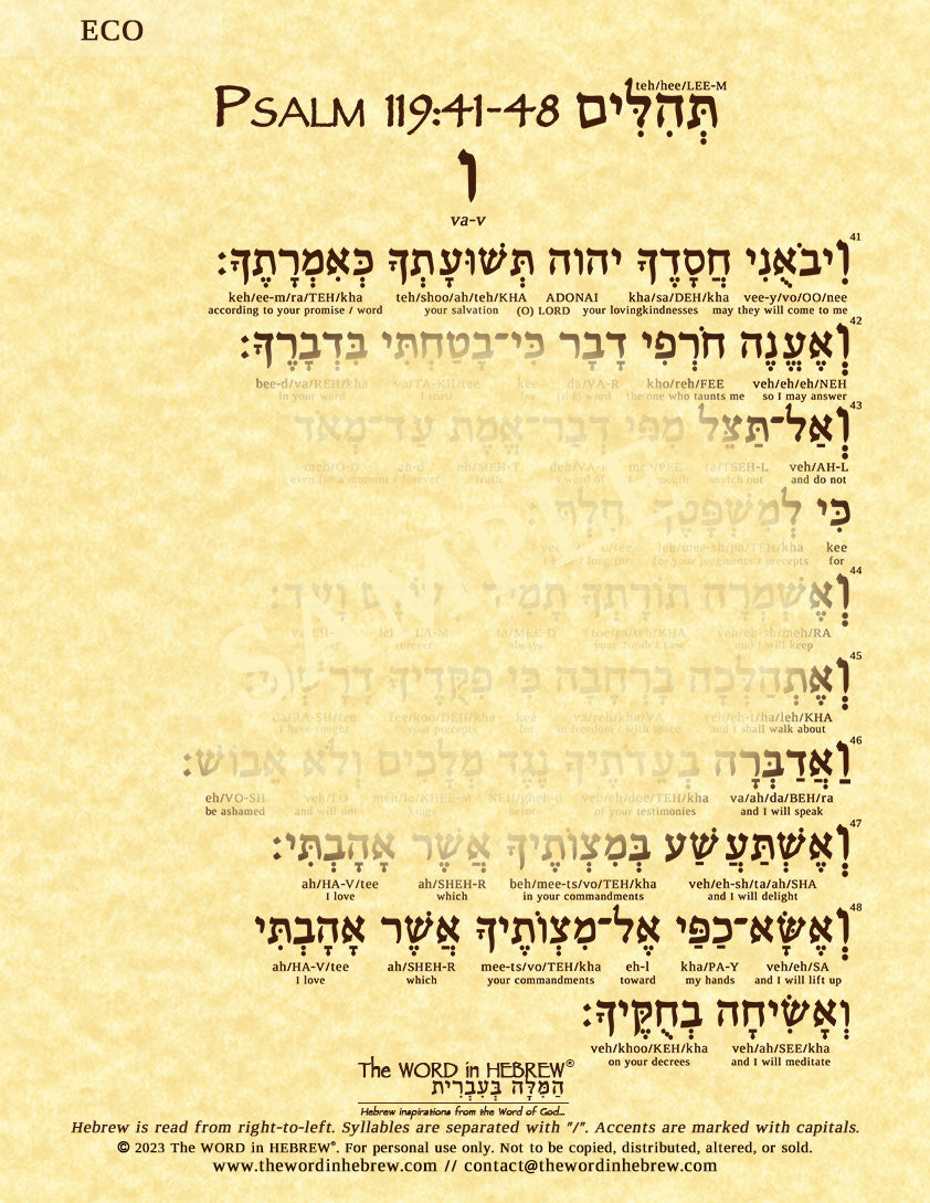 Psalm 119 in Hebrew - Print