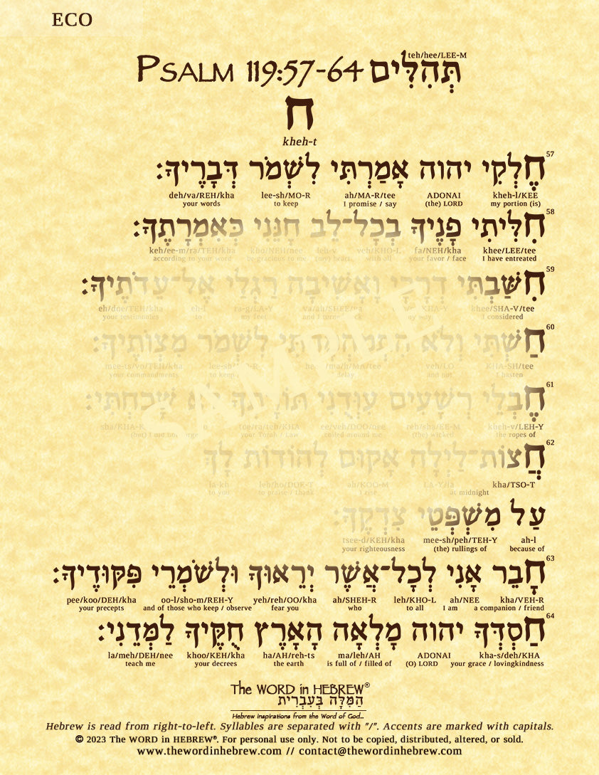 Psalm 119 in Hebrew - Print