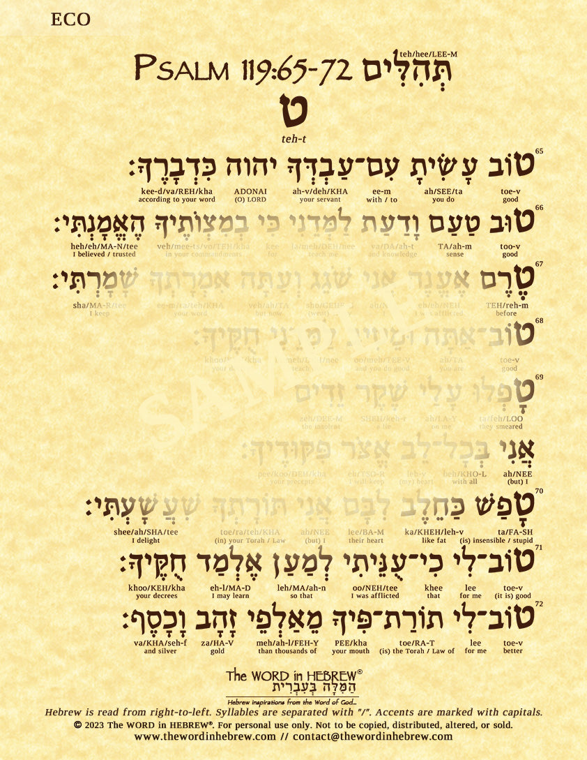 Psalm 119 in Hebrew - Print