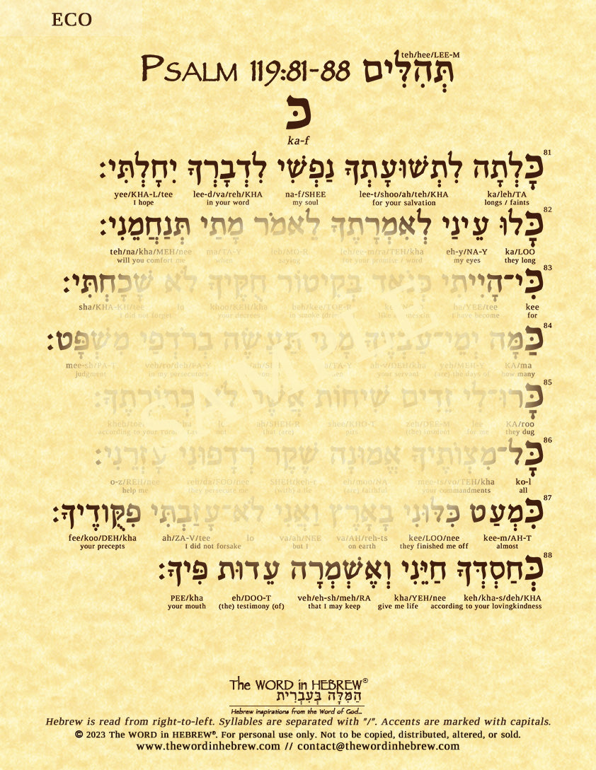 Psalm 119 in Hebrew - Print