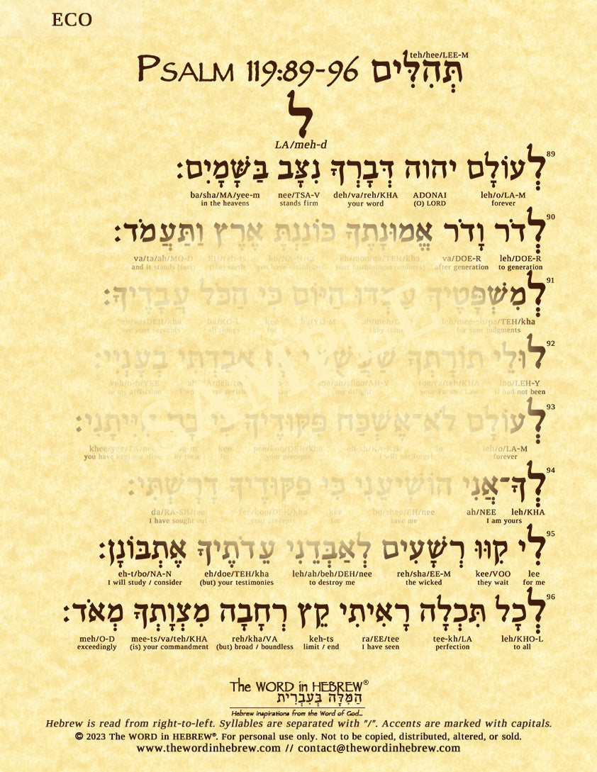 Psalm 119 in Hebrew - Print