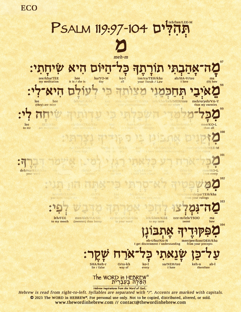 Psalm 119 in Hebrew - Print