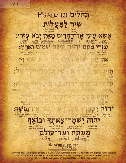 Psalm 121 in Hebrew - A Song of Ascents