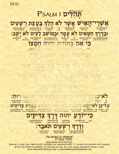 Psalm 1 in Hebrew - "Happy is the one..."