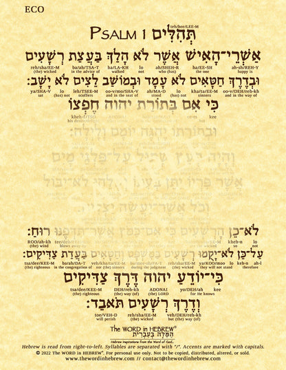 Psalm 1 in Hebrew - "Happy is the one..." - Print