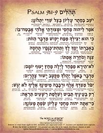 Psalm 91 in Hebrew - "My Refuge and My Fortress..." - Digital Download (2-Pages)