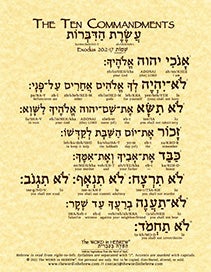 The Ten Commandments in Hebrew