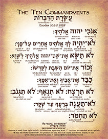 The Ten Commandments in Hebrew