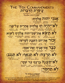 The Ten Commandments in Hebrew