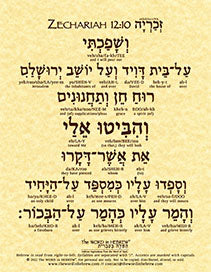 Zechariah 12:10 in Hebrew - The Pierced Messiah - Print