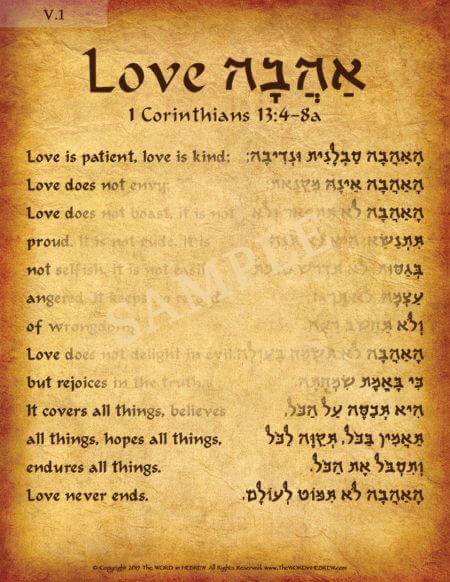 1 Corinthians 13:4-8a in Hebrew - V1-2