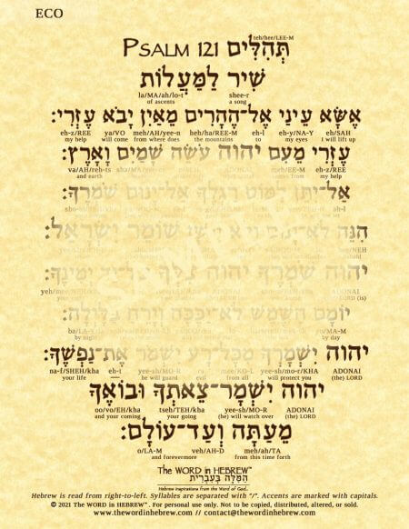 Psalm 121 in Hebrew - ECO